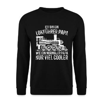 Lokführer Papa Zugführer Eisenbahn Geschenk - Unisex Pullover - Schwarz - Vorne - Alina (178cm) & Michal (187cm)