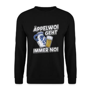 Apfelwein Äppler Geschenk Frankfurt Ebbelwoi Viez - Unisex Pullover - Schwarz - Vorne - Alina (178cm) & Michal (187cm)