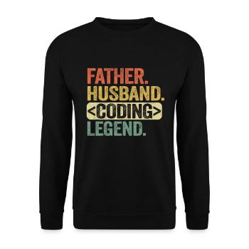 Father Husband Coding Legend Father's Day Gift - Unisex Sweatshirt - black - Front - Alina (178cm) & Michal (187cm)