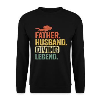 Plongée Cadeaux fête des pères Papa Plongeur Légende - Sweat-shirt Unisexe - noir - Devant - Alina (178cm) & Michal (187cm)