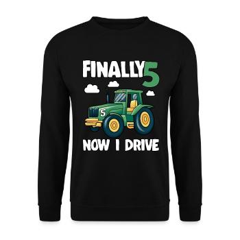 Tracteur Enfin 5 anniversaire cadeau jeune Drôle - Sweat-shirt Unisexe - noir - Devant - Alina (178cm) & Michal (187cm)