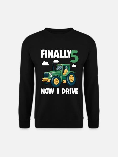 Traktor Endlich 5 Geburtstag Geschenk Junge Lustig - Unisex Pullover - Schwarz