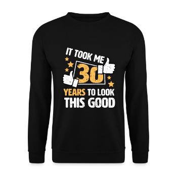 It took me 30 years to look this good gift 30th - Unisex Pullover - Schwarz - Vorne - Alina (178cm) & Michal (187cm)
