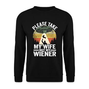 Please Take My Wife Not My Wiener Funny Dachshund - Unisex Sweatshirt - black - Front - Alina (178cm) & Michal (187cm)