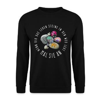 Wenn dir das Leben Steine in den Weg legt mal sie - Unisex Pullover - Schwarz - Vorne - Alina (178cm) & Michal (187cm)