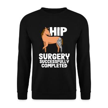 Récupération amusante Nouvelle chirurgie de la hanche - Sweat-shirt Unisexe - noir - Devant - Alina (178cm) & Michal (187cm)