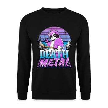 Retrowave Retro Faultier 90s Vintage Death Metal - Unisex Pullover - Schwarz - Vorne - Alina (178cm) & Michal (187cm)