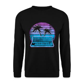 Synthétiseur analogique Synthwave Vintage Retrowave - Sweat-shirt Unisexe - noir - Devant - Alina (178cm) & Michal (187cm)