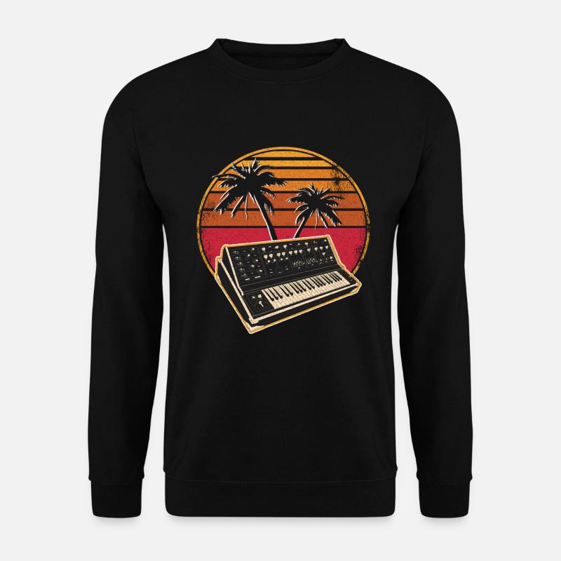 Analog Synthesizer Vintage 70s Sunset Synth - Unisex Pullover - Schwarz