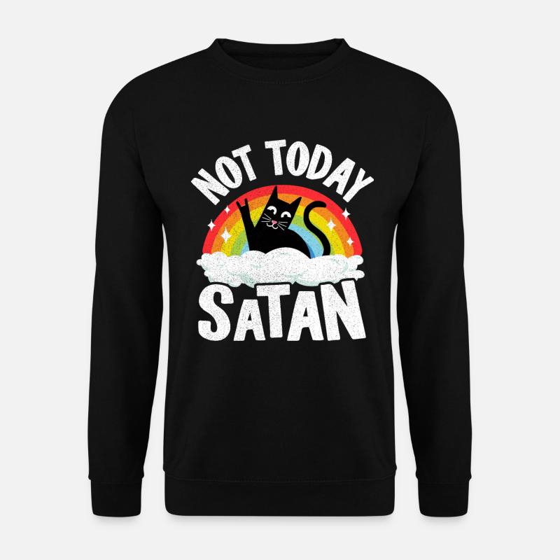 Heavy Metal Katze Regenbogen Retro Death Metal - Unisex Pullover - Schwarz