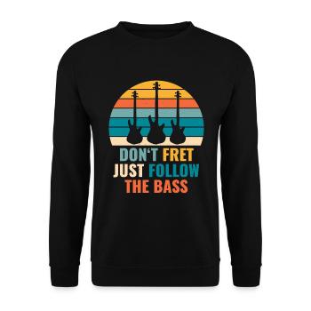 Funny DON'T FRET JUST FOLLOW THE BASS PLAYER - Unisex Pullover - Schwarz - Vorne - Alina (178cm) & Michal (187cm)