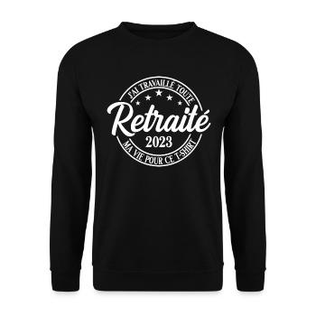 Retraité en 2023 cadeau retraité 2023 - Sweat-shirt Unisexe - noir - Devant - Alina (178cm) & Michal (187cm)