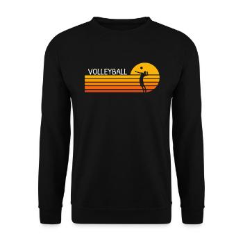 Retro Sonnenuntergang Volleyball - Unisex Pullover - Schwarz - Vorne - Alina (178cm) & Michal (187cm)