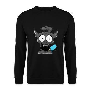 Chat mignon avec crème glacée Comic Kawaii Shirt Sticker - Sweat-shirt Unisexe - noir - Devant - Alina (178cm) & Michal (187cm)