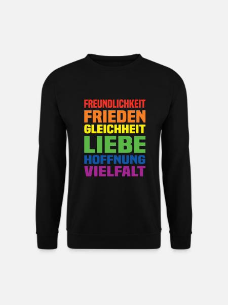 Freundlichkeit Frieden Gleichheit Liebe Hoffnung - Unisex Pullover - Schwarz