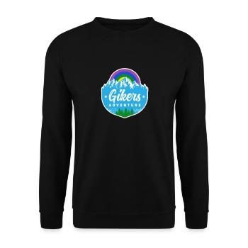 Gay Hiker and Biker Outdoor Activity Theme Gikers - Unisex Pullover - Schwarz - Vorne - Alina (178cm) & Michal (187cm)