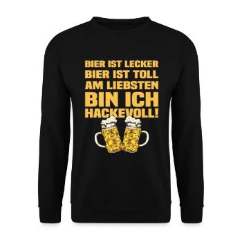 Bier Ist Lecker Bier Ist Toll Lustiger Bier Spruch - Unisex Pullover - Schwarz - Vorne - Alina (178cm) & Michal (187cm)