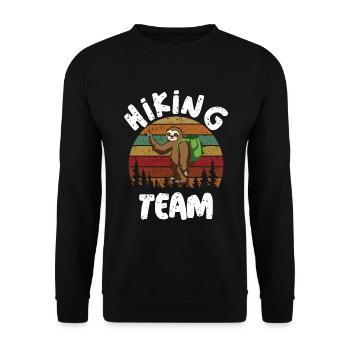 Hiking Team Faultier Wandern - Unisex Pullover - Schwarz - Vorne - Alina (178cm) & Michal (187cm)