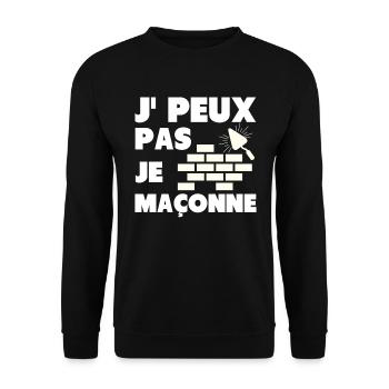 Tshirt humour maçon je peux pas je maçonne cadeau - Sweat-shirt Unisexe - noir - Devant - Alina (178cm) & Michal (187cm)