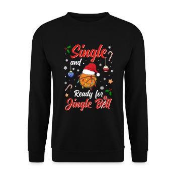 Fun Basketball Costume Single and ready for Jingle - Unisex Pullover - Schwarz - Vorne - Alina (178cm) & Michal (187cm)