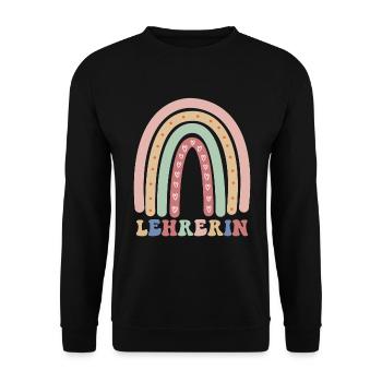 Klassenlehrerin Vintage Regenbogen Lehrerin - Unisex Pullover - Schwarz - Vorne - Alina (178cm) & Michal (187cm)