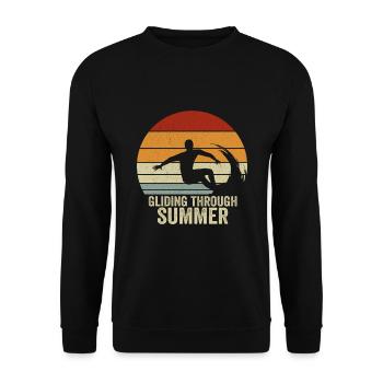 Surf durch den Sommer Vintage Surfing - Unisex Pullover - Schwarz - Vorne - Alina (178cm) & Michal (187cm)