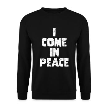 Galaxy Science Space Lover I Come In Peace - Unisex Pullover - Schwarz - Vorne - Alina (178cm) & Michal (187cm)