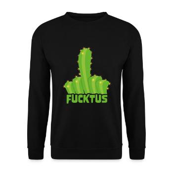 Ironic Succulent Sarcastic Funny Fucktus Cactus - Unisex Pullover - Schwarz - Vorne - Alina (178cm) & Michal (187cm)