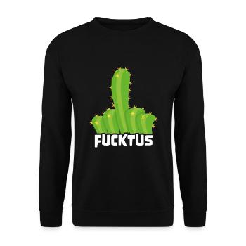Ironic Succulent Sarcastic Funny Fucktus Cactus - Unisex Pullover - Schwarz - Vorne - Alina (178cm) & Michal (187cm)