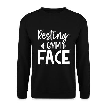 Resting Gym Face - Fitness Spruch - Unisex Pullover - Schwarz - Vorne - Alina (178cm) & Michal (187cm)