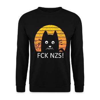 FCK NZS - Funny Cat - Funny Cat - Unisex Sweatshirt - black - Front - Alina (178cm) & Michal (187cm)