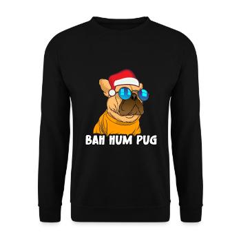 Christmas Xmas Family Matching Funny Bah Hum Pug - Unisex Pullover - Schwarz - Vorne - Alina (178cm) & Michal (187cm)