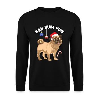 Christmas Xmas Family Matching Funny Bah Hum Pug - Unisex Pullover - Schwarz - Vorne - Alina (178cm) & Michal (187cm)