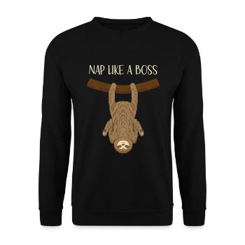 Faites une sieste comme un pyjama paresseux drôle de Boss - Sweat-shirt Unisexe - noir - Devant - Alina (178cm) & Michal (187cm)