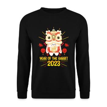 Zodiac Happy Chinese New Year of the Rabbit 2023 - Unisex Pullover - Schwarz - Vorne - Alina (178cm) & Michal (187cm)