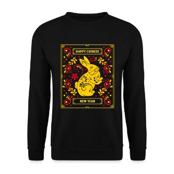 Zodiac Happy Chinese New Year of the Rabbit 2023 - Unisex Pullover - Schwarz - Vorne - Alina (178cm) & Michal (187cm)