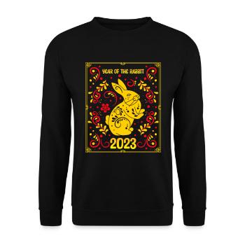 Zodiac Happy Chinese New Year of the Rabbit 2023 - Unisex Pullover - Schwarz - Vorne - Alina (178cm) & Michal (187cm)