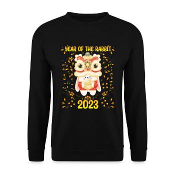 Zodiac Happy Chinese New Year of the Rabbit 2023 - Unisex Pullover - Schwarz - Vorne - Alina (178cm) & Michal (187cm)