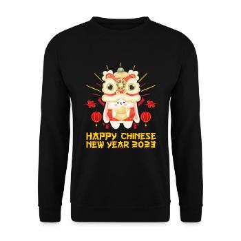 Zodiac Happy Chinese New Year of the Rabbit 2023 - Unisex Pullover - Schwarz - Vorne - Alina (178cm) & Michal (187cm)