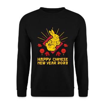 Zodiac Happy Chinese New Year of the Rabbit 2023 - Unisex Pullover - Schwarz - Vorne - Alina (178cm) & Michal (187cm)