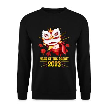 Zodiac Happy Chinese New Year of the Rabbit 2023 - Unisex Pullover - Schwarz - Vorne - Alina (178cm) & Michal (187cm)