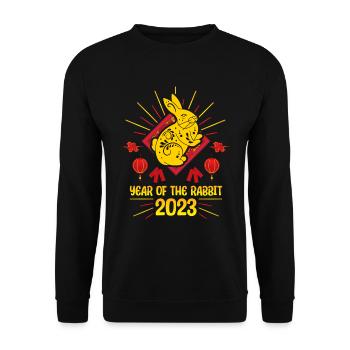 Zodiac Happy Chinese New Year of the Rabbit 2023 - Unisex Pullover - Schwarz - Vorne - Alina (178cm) & Michal (187cm)