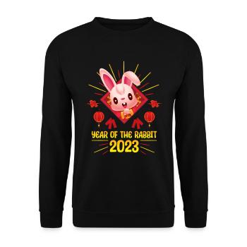 Zodiac Happy Chinese New Year of the Rabbit 2023 - Unisex Pullover - Schwarz - Vorne - Alina (178cm) & Michal (187cm)