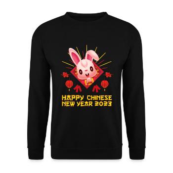 Zodiac Happy Chinese New Year of the Rabbit 2023 - Unisex Pullover - Schwarz - Vorne - Alina (178cm) & Michal (187cm)