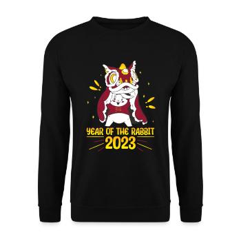 Zodiac Happy Chinese New Year of the Rabbit 2023 - Unisex Pullover - Schwarz - Vorne - Alina (178cm) & Michal (187cm)