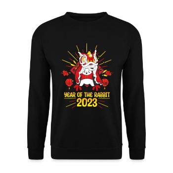Zodiac Happy Chinese New Year of the Rabbit 2023 - Unisex Pullover - Schwarz - Vorne - Alina (178cm) & Michal (187cm)