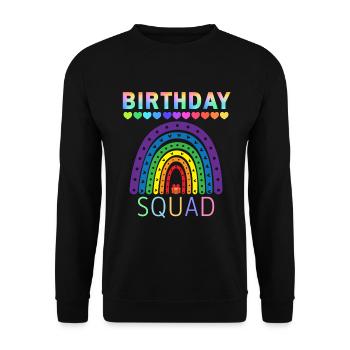 Birthday Squad Regenbogen LGBTQ - Unisex Pullover - Schwarz - Vorne - Alina (178cm) & Michal (187cm)