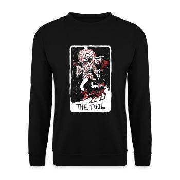 The Fool Skeleton With Dog Tarot Card - Unisex Pullover - Schwarz - Vorne - Alina (178cm) & Michal (187cm)