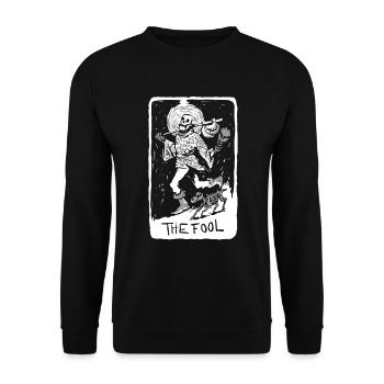 The Fool Skeleton With Dog Tarot Card - Unisex Pullover - Schwarz - Vorne - Alina (178cm) & Michal (187cm)
