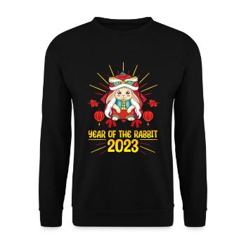 Happy Chinese New Year Of The Rabbit - Unisex Pullover - Schwarz - Vorne - Alina (178cm) & Michal (187cm)